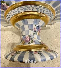 Mackenzie Childs 1996 Gorgeous Pedestal Honeymoon/blue Cake Stand Made In USA