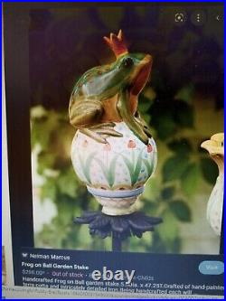 Mackenzie Childs CERAMIC FROG with CROWN GARDEN BALL or FINIAL NWOT RARE! HTF