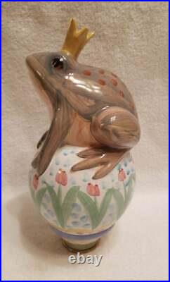 Mackenzie Childs CERAMIC FROG with CROWN GARDEN BALL or FINIAL NWOT RARE! HTF