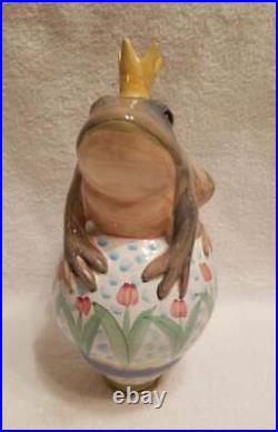 Mackenzie Childs CERAMIC FROG with CROWN GARDEN BALL or FINIAL NWOT RARE! HTF