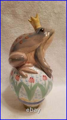 Mackenzie Childs CERAMIC FROG with CROWN GARDEN BALL or FINIAL NWOT RARE! HTF