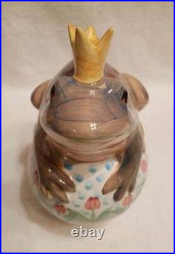 Mackenzie Childs CERAMIC FROG with CROWN GARDEN BALL or FINIAL NWOT RARE! HTF