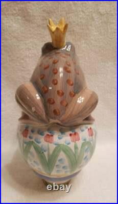 Mackenzie Childs CERAMIC FROG with CROWN GARDEN BALL or FINIAL NWOT RARE! HTF