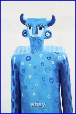 Male Ceramic Sculpture/Figurine Jose Ayala Sotelo Blue Man Mexican Fine Art