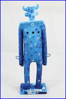 Male Ceramic Sculpture/Figurine Jose Ayala Sotelo Blue Man Mexican Fine Art