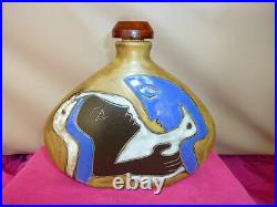 Mara Mexico Josiln Art Pottery Ceramic Decanter Vase Woman Lover Cat Snake Dove