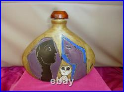 Mara Mexico Josiln Art Pottery Ceramic Decanter Vase Woman Lover Cat Snake Dove