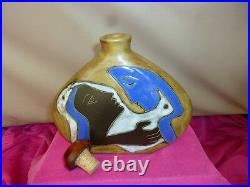 Mara Mexico Josiln Art Pottery Ceramic Decanter Vase Woman Lover Cat Snake Dove