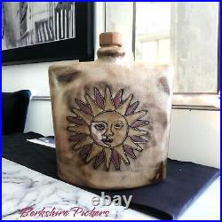 Mara Mexico Mara Art Pottery Ceramic Decanter Vase Moon Sun Wood Cork