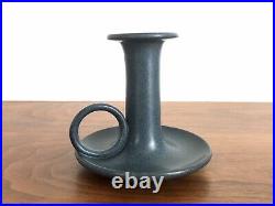 Marblehead Pottery Blue Candlestick with Ring Loop Arts and Crafts Pottery
