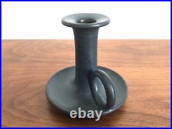 Marblehead Pottery Blue Candlestick with Ring Loop Arts and Crafts Pottery