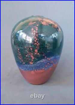 Marc F. Hansen studio pottery ceramic brown-green vase 7 inches