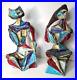 Marcello Fantoni Cubist Statue Pair c 1955 MCM Italy Art Pottery