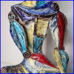 Marcello Fantoni Cubist Statue Pair c 1955 MCM Italy Art Pottery