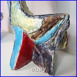 Marcello Fantoni Cubist Statue Pair c 1955 MCM Italy Art Pottery