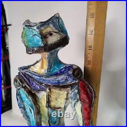 Marcello Fantoni Cubist Statue Pair c 1955 MCM Italy Art Pottery