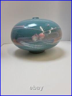 Mark Chamberlain 1980s Studio Art Deco Pottery Vase RARE Signed Ceramic 11×6