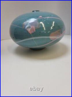Mark Chamberlain 1980s Studio Art Deco Pottery Vase RARE Signed Ceramic 11×6
