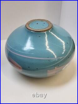 Mark Chamberlain 1980s Studio Art Deco Pottery Vase RARE Signed Ceramic 11×6