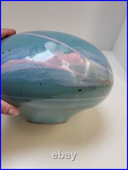 Mark Chamberlain 1980s Studio Art Deco Pottery Vase RARE Signed Ceramic 11×6