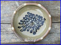 Mark Hewitt studio pottery wood-fired wide dish with glaze trailing decoration