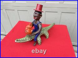 Marvin Bailey Face Jug Head of Man 2nd Face Jug Riding Alligator Pottery