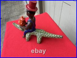 Marvin Bailey Face Jug Head of Man 2nd Face Jug Riding Alligator Pottery