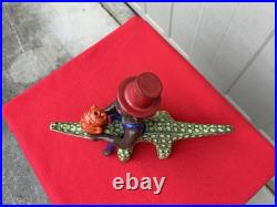 Marvin Bailey Face Jug Head of Man 2nd Face Jug Riding Alligator Pottery