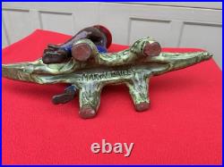 Marvin Bailey Face Jug Head of Man 2nd Face Jug Riding Alligator Pottery
