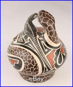 Mata Ortiz Pottery Jorge Corona Snake Lizard Base Mexican Fine Folk Art Ceramics