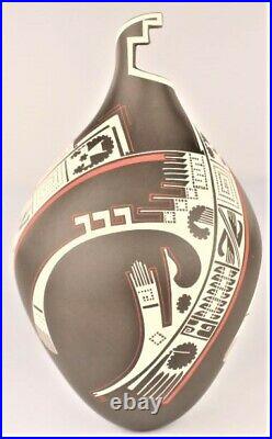 Mata Ortiz Pottery Lila Silveira Large Matte Black Clay Mexico Fine Art Ceramics