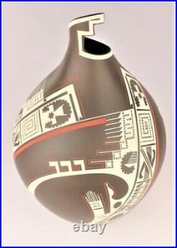 Mata Ortiz Pottery Lila Silveira Large Matte Black Clay Mexico Fine Art Ceramics