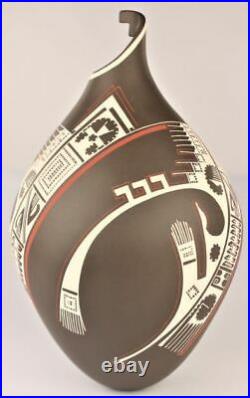 Mata Ortiz Pottery Lila Silveira Large Matte Black Clay Mexico Fine Art Ceramics