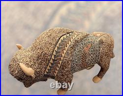 Mata Ortiz Pottery Tomas Quintana Huge Buffalo Effigy Mexican Ceramic Folk Art