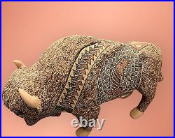 Mata Ortiz Pottery Tomas Quintana Huge Buffalo Effigy Mexican Ceramic Folk Art