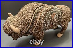 Mata Ortiz Pottery Tomas Quintana Huge Buffalo Effigy Mexican Ceramic Folk Art