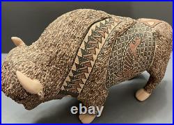 Mata Ortiz Pottery Tomas Quintana Huge Buffalo Effigy Mexican Ceramic Folk Art