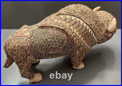Mata Ortiz Pottery Tomas Quintana Huge Buffalo Effigy Mexican Ceramic Folk Art