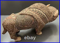 Mata Ortiz Pottery Tomas Quintana Huge Buffalo Effigy Mexican Ceramic Folk Art