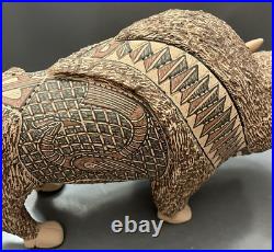 Mata Ortiz Pottery Tomas Quintana Huge Buffalo Effigy Mexican Ceramic Folk Art