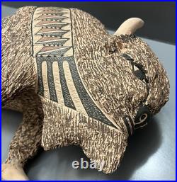 Mata Ortiz Pottery Tomas Quintana Huge Buffalo Effigy Mexican Ceramic Folk Art