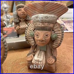 Mayan Gods Art Vintage 1970's Sculptures All 5 Included Pottery Ceramic