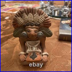 Mayan Gods Art Vintage 1970's Sculptures All 5 Included Pottery Ceramic