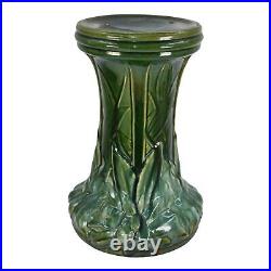 McCoy 1930s Vintage Art Pottery Leaves And Berries Green Ceramic Pedestal