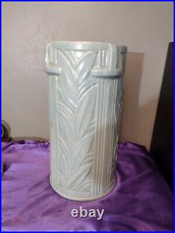 McCoy 1940s Vintage Mid Century Modern Pottery Blue/g Ceramic Umbrella Stand 111
