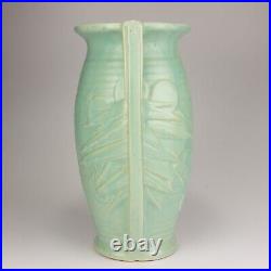 McCoy Pottery Vintage Sand Dollars Floor Vase, Shape 41, Matte Turquoise/Aqua