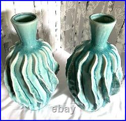 Merope Medium Handmade vase (2) a serene sky blue crackle