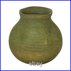 Merrimac Art Pottery Antique Organic Matte Green Ribbed And Dimpled Ceramic Vase