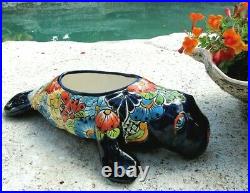 Mexican Art Talavera Pottery Ceramic Manatee Figure Planter Nautical Decor 26