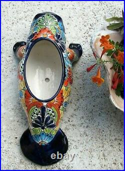 Mexican Art Talavera Pottery Ceramic Manatee Figure Planter Nautical Decor 26